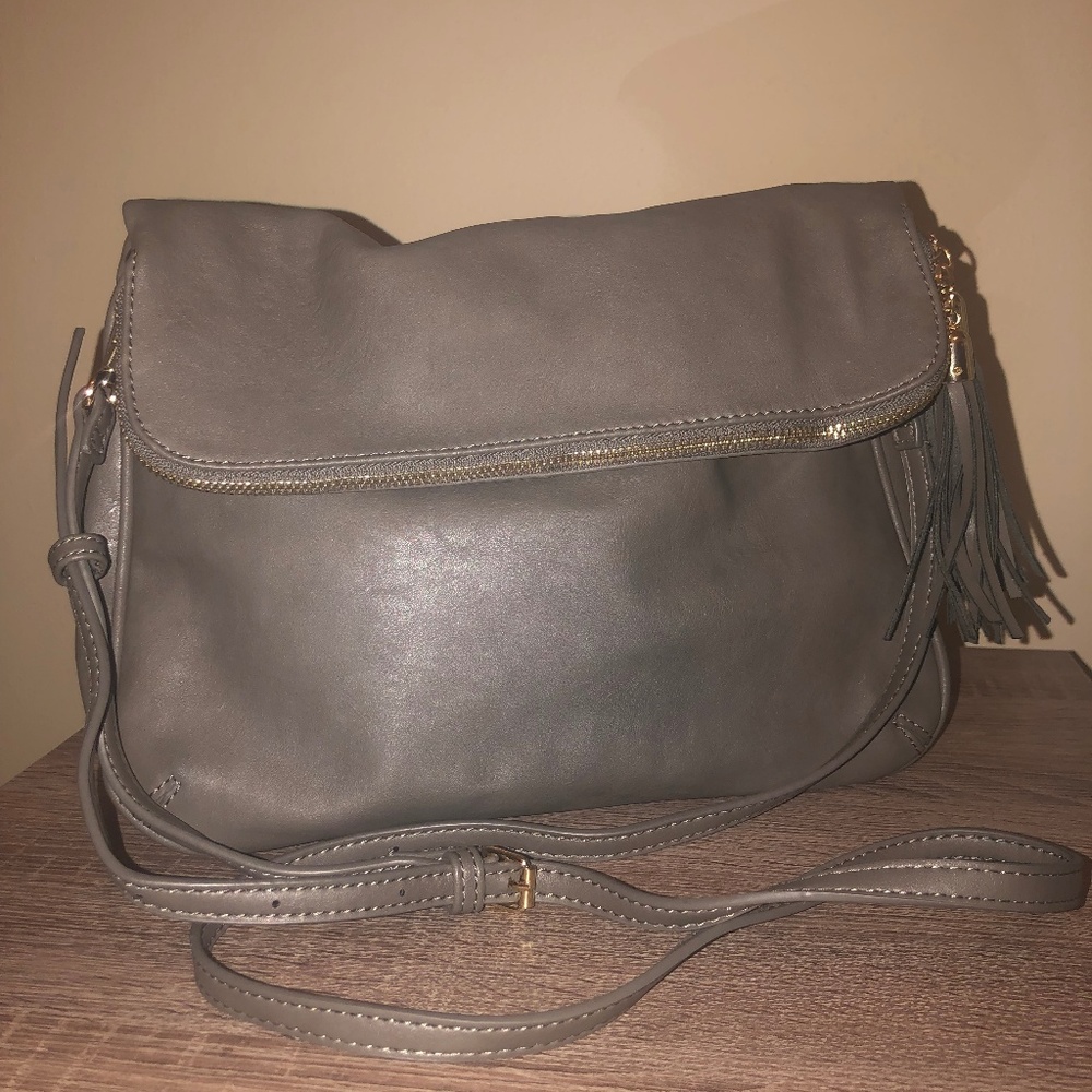 Gray Faux-Leather Purse